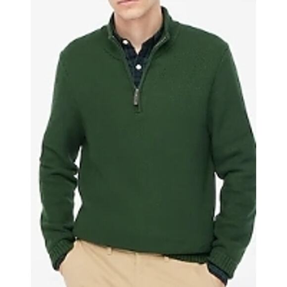 J. Crew Factory Cotton Honeycomb Knit Half-Zip Pullover Size M EUC - Picture 3 of 9